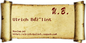 Ulrich Bálint névjegykártya